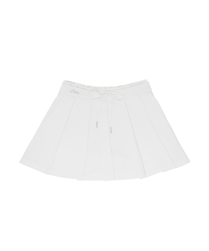 PIV'VEE Drawstring Pleated Mini Skirt - Cloud White