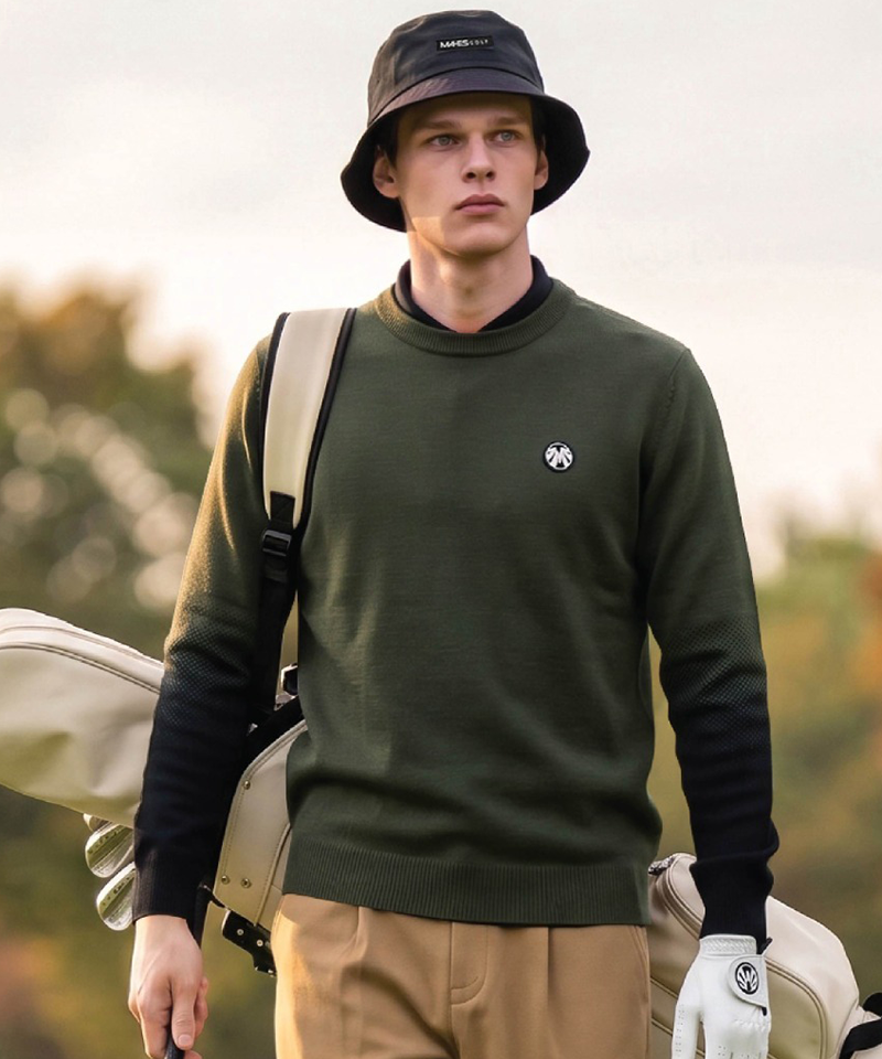 Men's Cashmere Yarn Gradient Point knit - Khaki