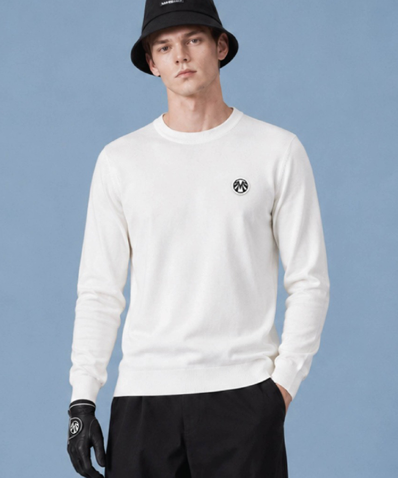 Men's Cashmere Blending Warm-up Blouson Knit - White