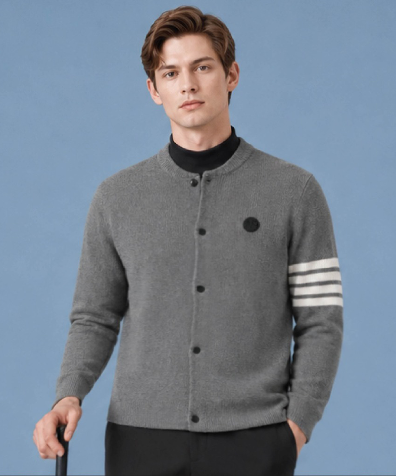 Men's Knit Cardigan - Dark Gray