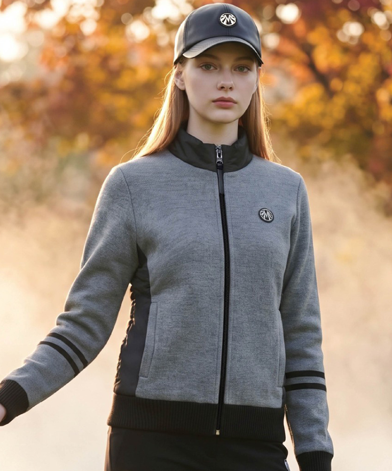 Women's Cashmere Knit Padded Swing Jacket - Gray