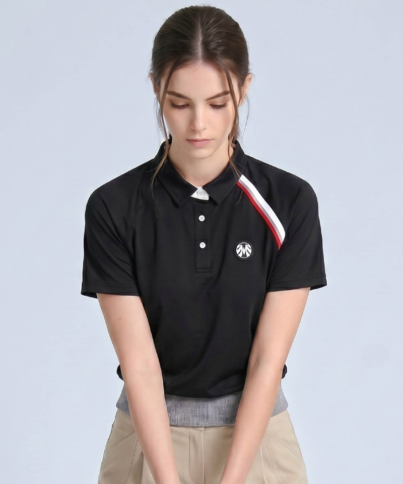 Cooling Stretch Blouson Polo Shirt - Black