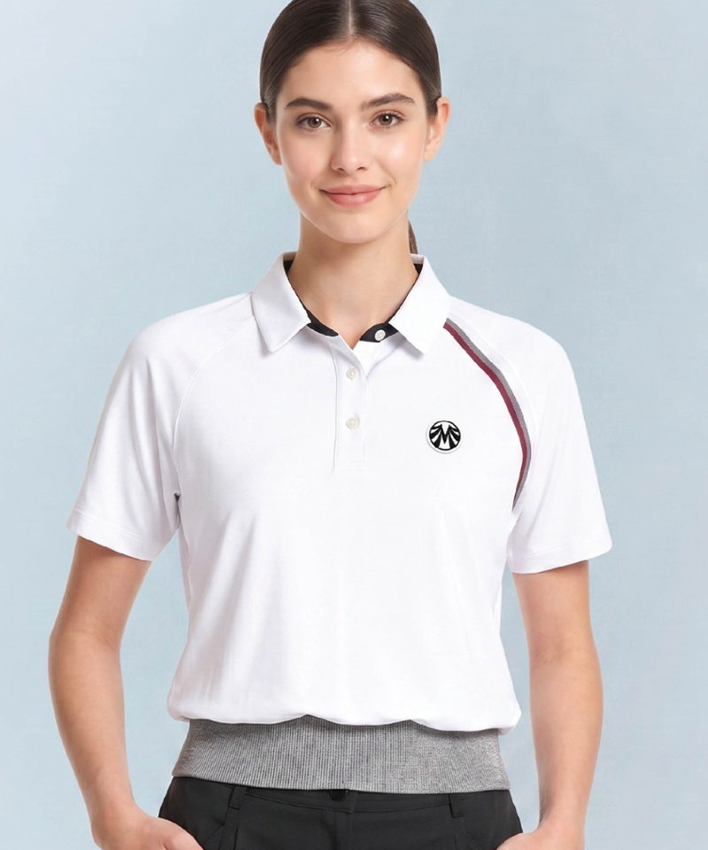 Cooling Stretch Blouson Polo Shirt - White