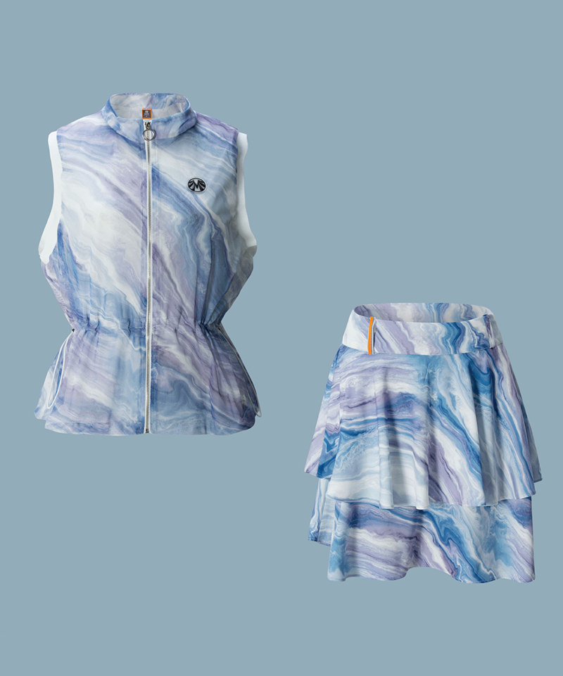 Black Label Hot Summer Marble Mesh Outfit Set (Top + Bottom)