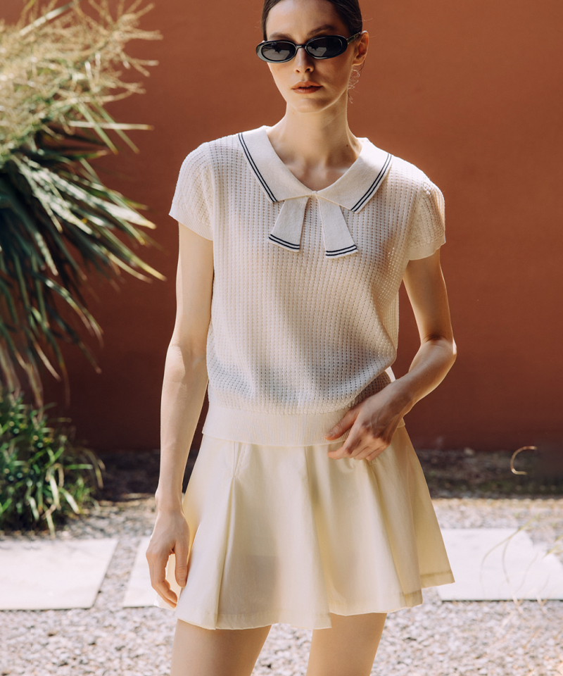 OBER GOLF Double Collar Tie Knit - Ivory