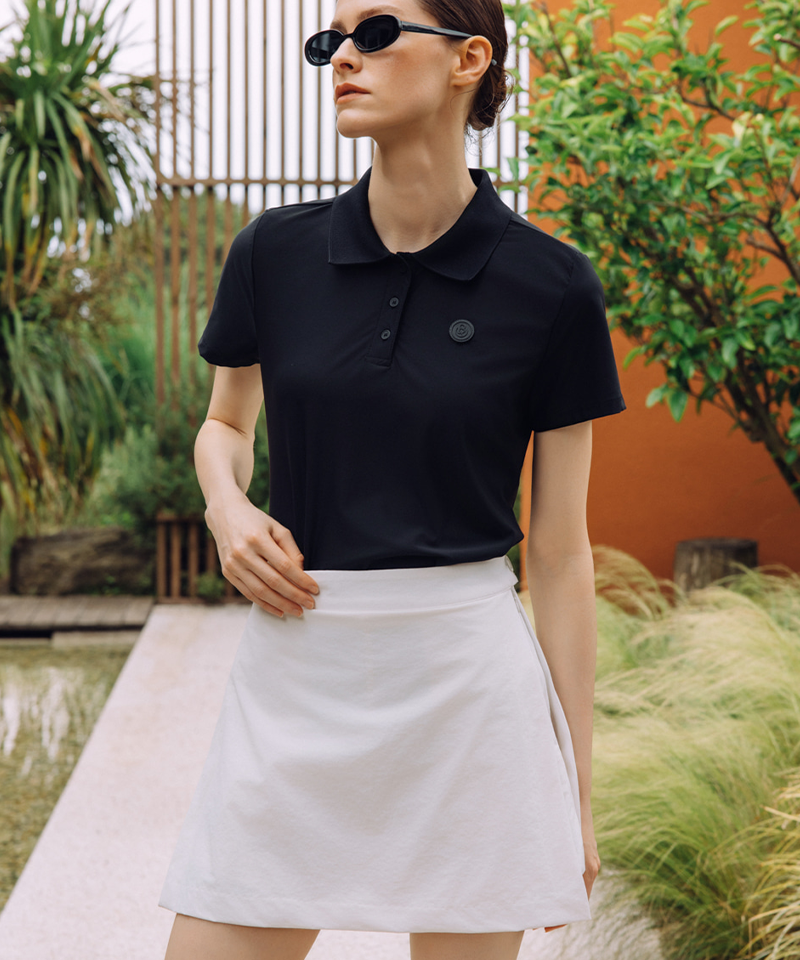 OBER Golf Basic Rib Polo Top - Black