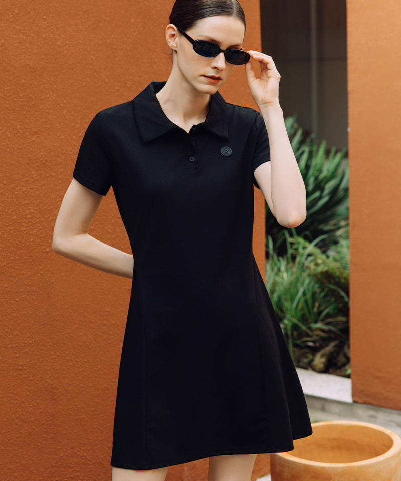 OBER Golf Easy Slim Polo Dress - Black