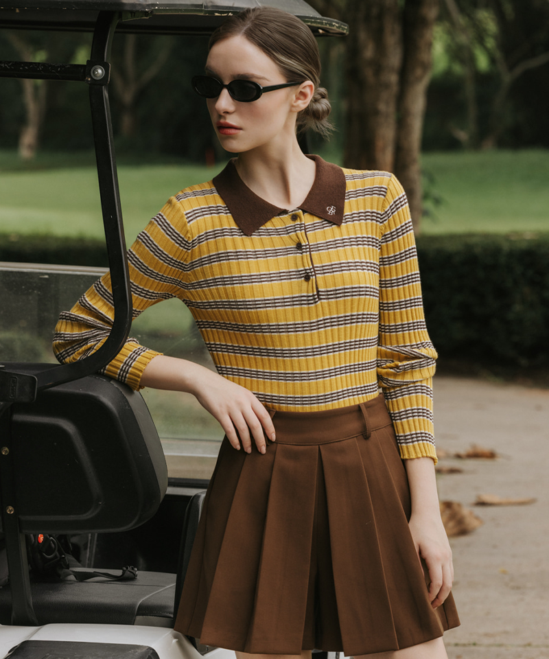 OBER Golf Multi-stripe collared knit - Yellow