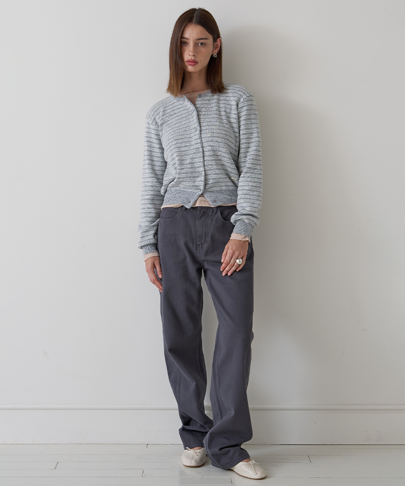 PIV'VEE Color Dyeing Denim Straight Pants - Fuzzy Charcoal