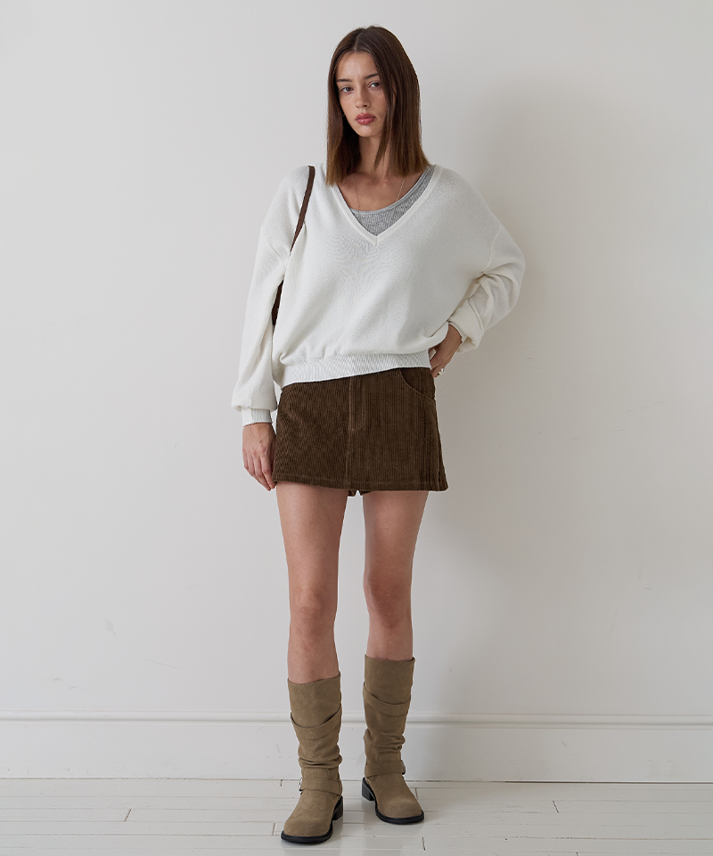 PIV'VEE Corduroy Mini Skirt Pants - Chocolate Brown