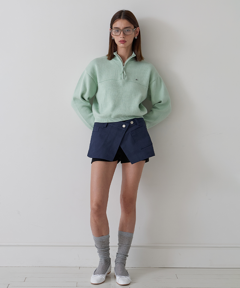 PIV'VEE Layered Wrap Mini Skirt - Ocean Navy