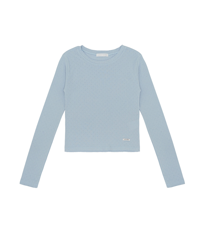 PIV'VEE Punching Long Sleeve T-shirt - Mist Blue