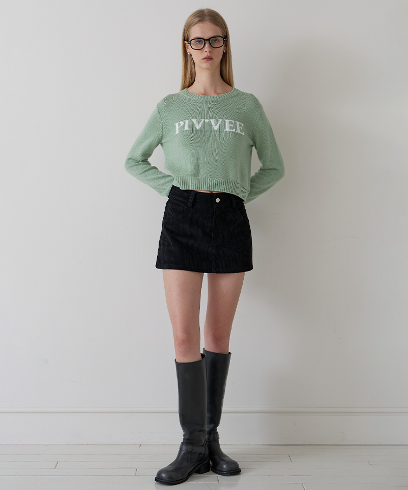 Piv'vee Lettering Knit Top - Pistachio Mint