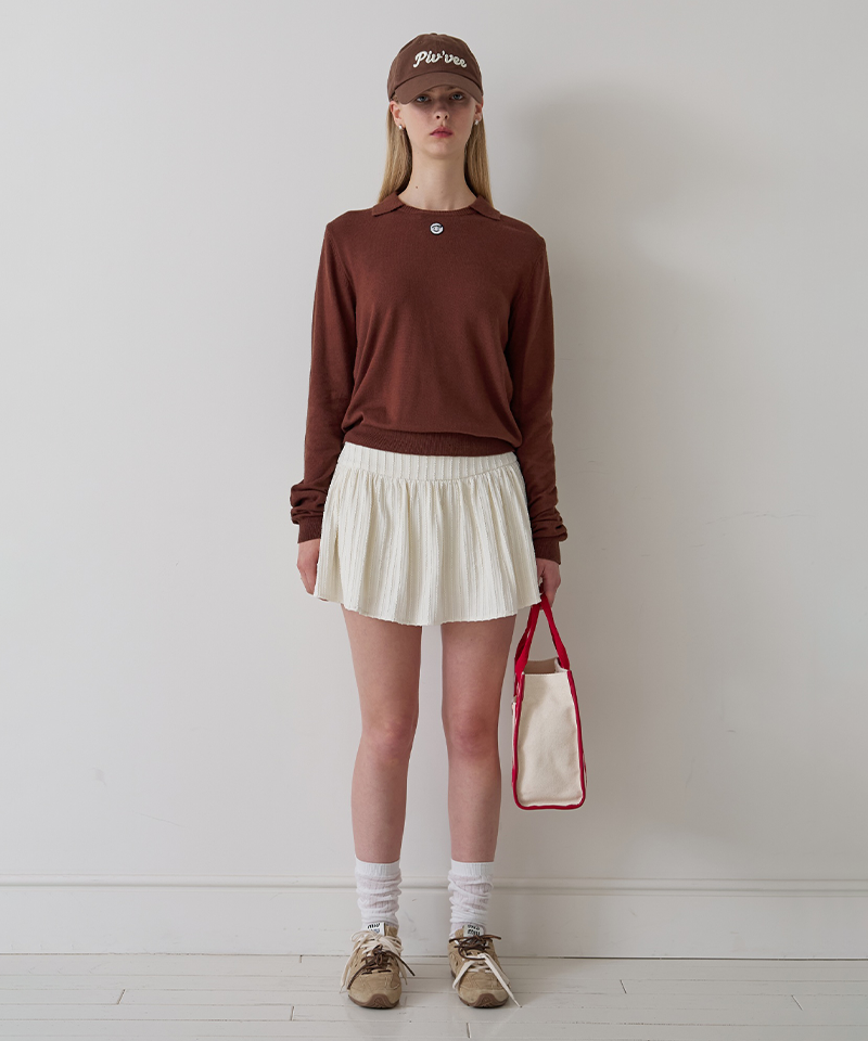 Piv'vee Smiley Patch Collar Knit - Chocolate Brown