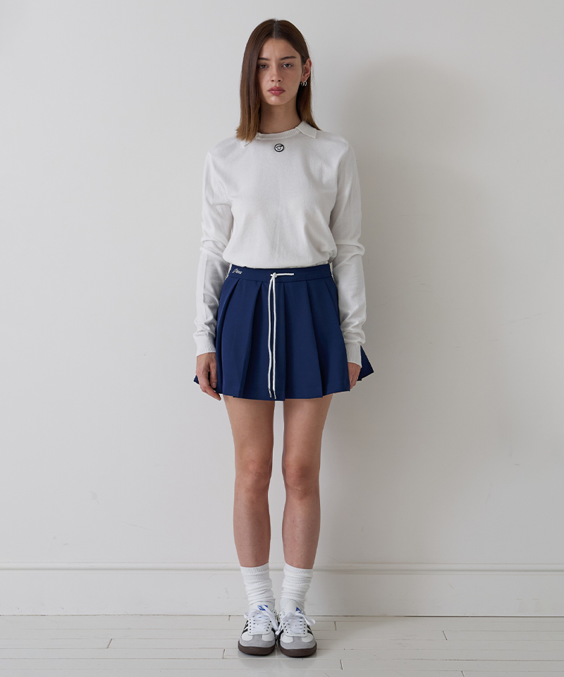 Piv'vee Smiley Patch Collar Knit - Cloud White