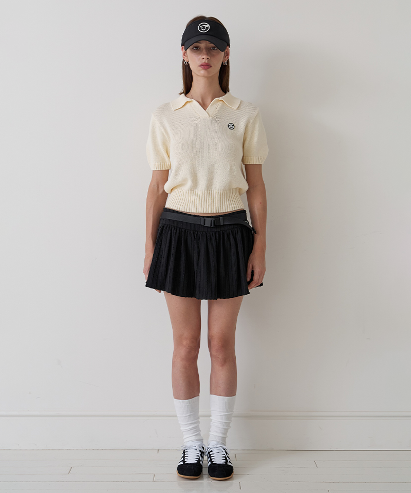 Piv'vee Smiley Patch Short Sleeve Knit Top - Sand Beige
