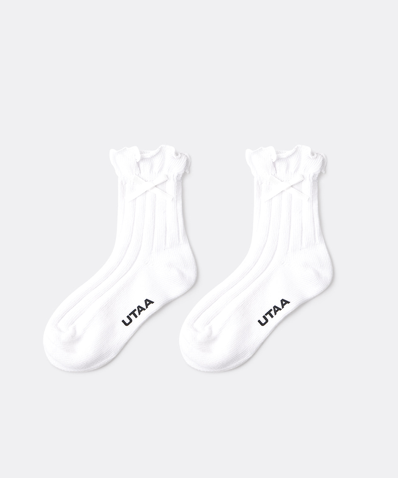 UTAA Women's Laurel Frill Ribbon Socks - White