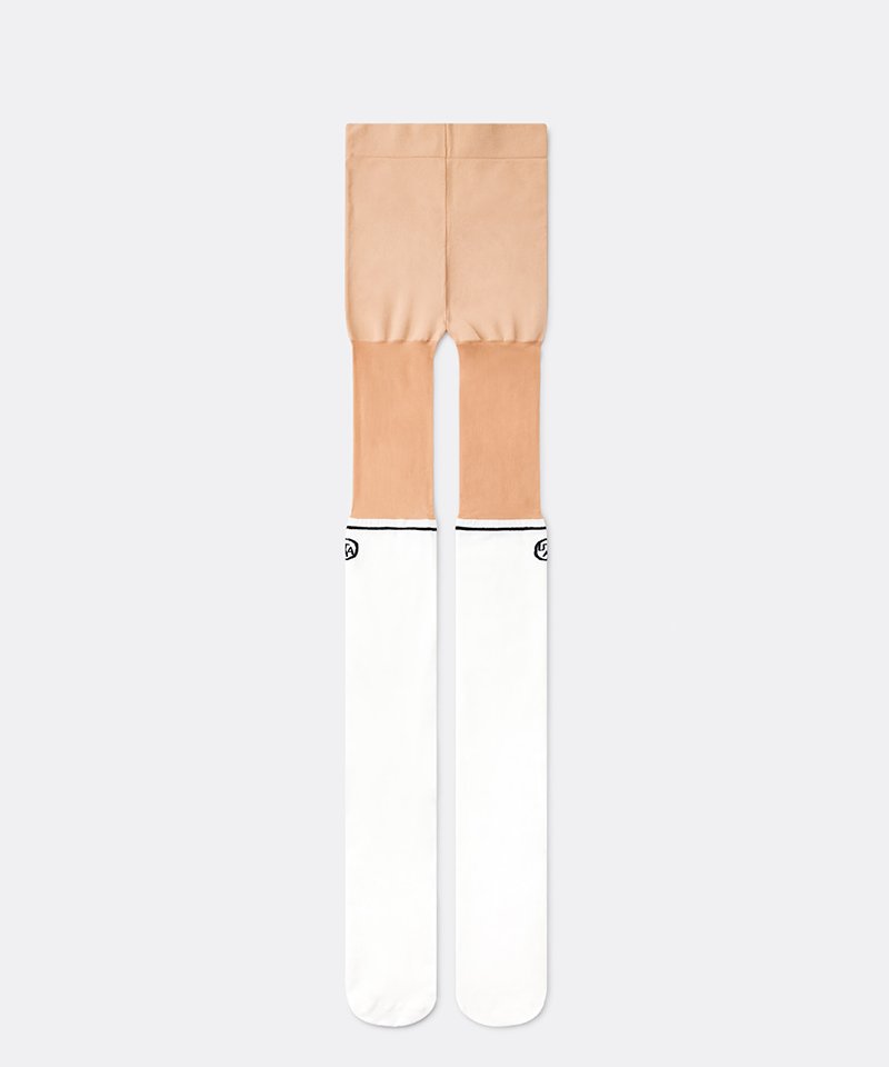 UTAA Line Symbol Stocking Blocks Tights - White