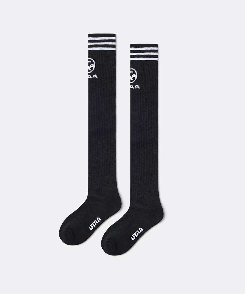 UTAA Women's Tripe Stripe Emblem Knee Socks - Black