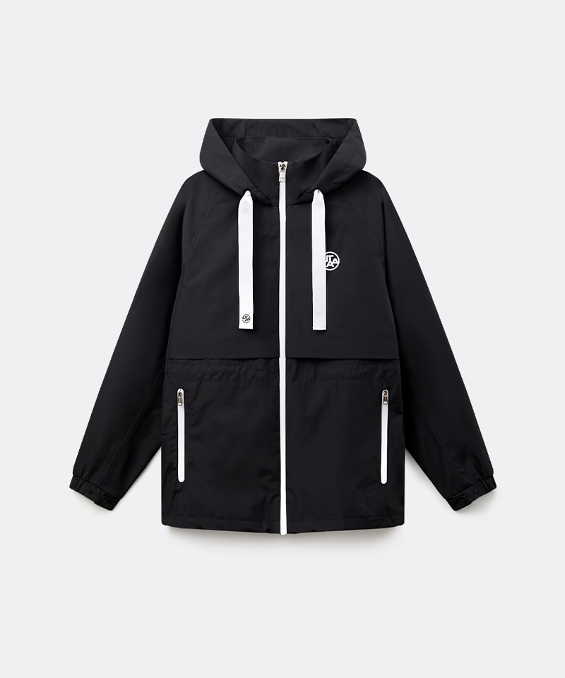 UTAA Women's Color Symbol Hoodie Raincoat - Black