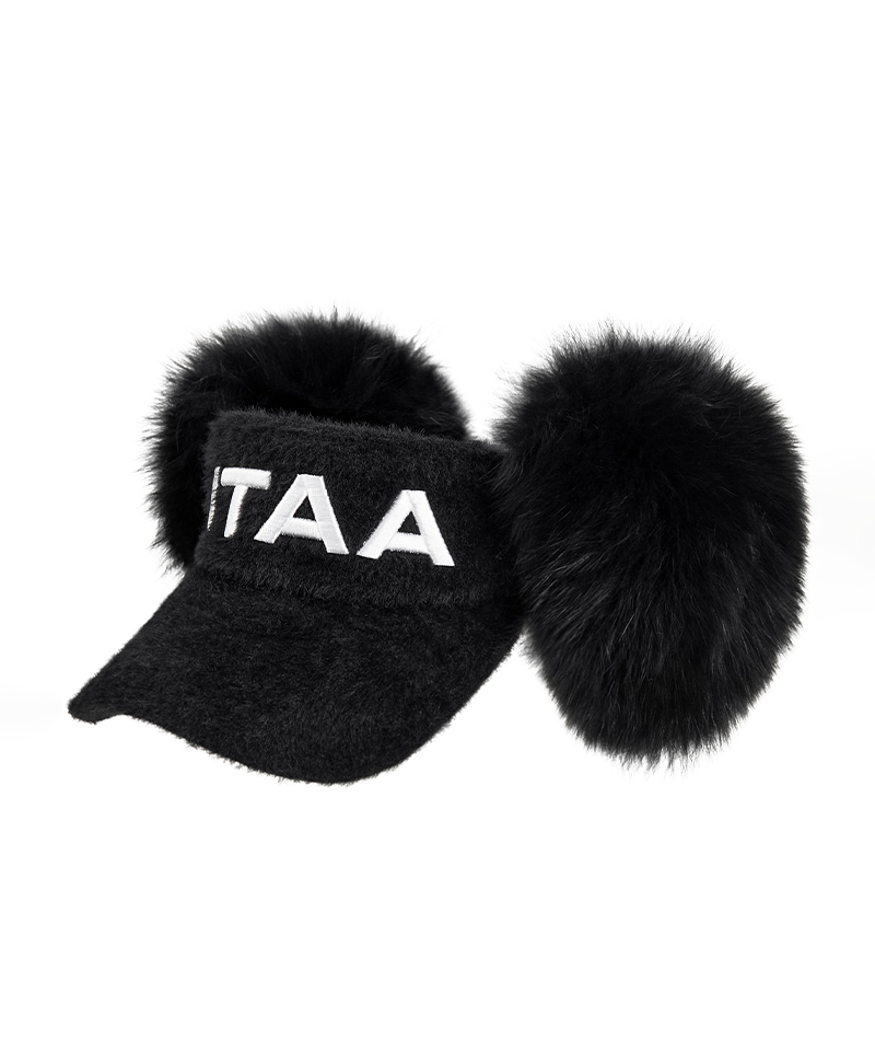UTAA Women's Mono Logo Fox Fur Visor - Black