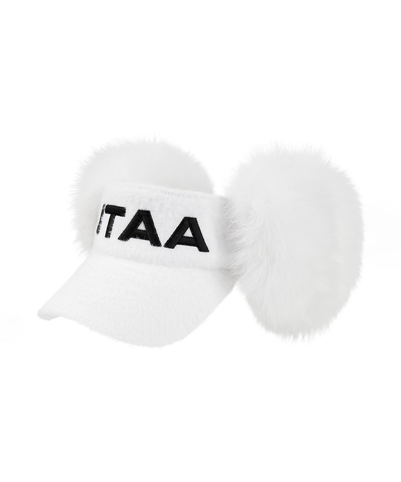 UTAA Women's Mono Logo Fox Fur Visor - White