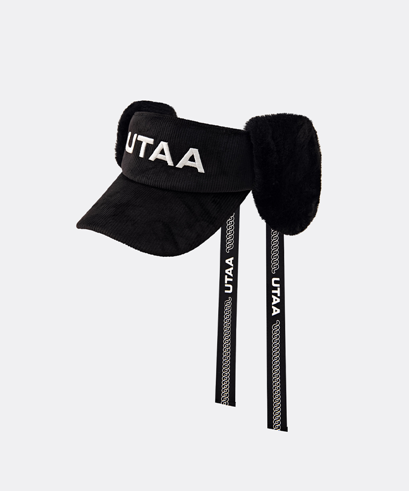 UTAA Women's Bold Logo Corduroy Fur Visor - Black