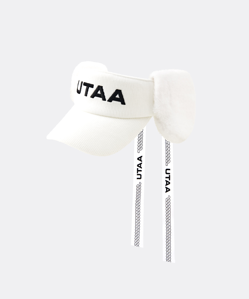 UTAA Women's Bold Logo Corduroy Fur Visor - White