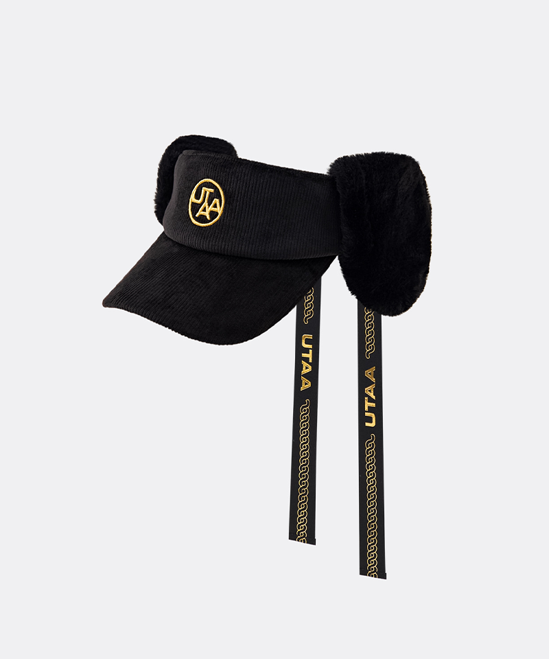 UTAA Women's Royal Symbol Corduroy Fur Visor - Black
