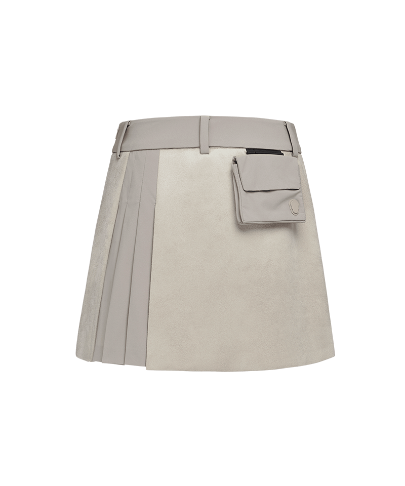 Amazing Cre Women's Tech Leather Modular Pocket Skirt - Beige