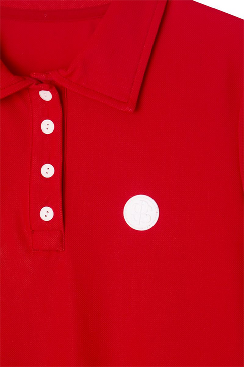 POSHERD Cooling Mesh Button Pique Top - Red