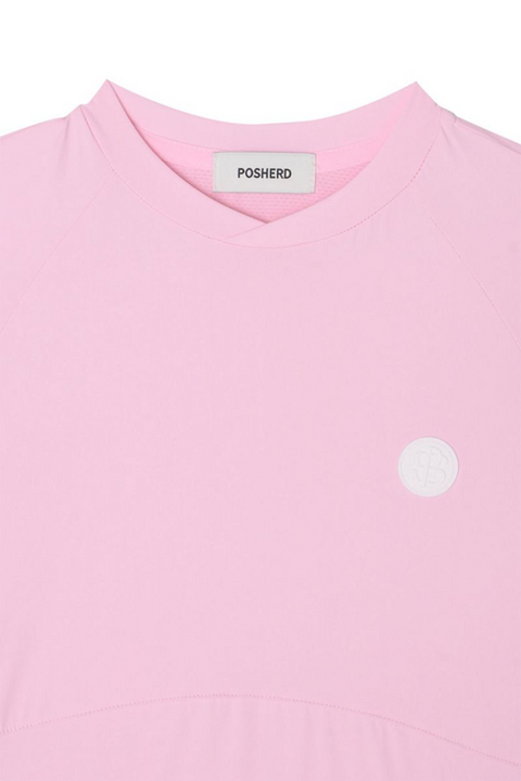 POSHERD Light Cool Mesh Functional Short Sleeve Top - Light Pink