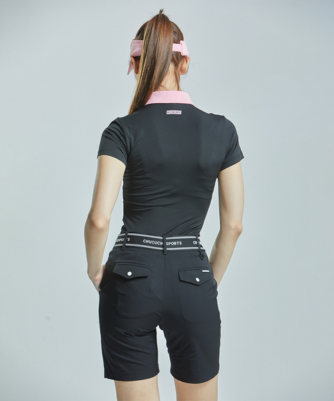 CHUCUCHU Point Collar Short Sleeve Top - 2 Colors
