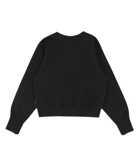 AVEN Round Neck Semi-Crop Sweatshirt - Black