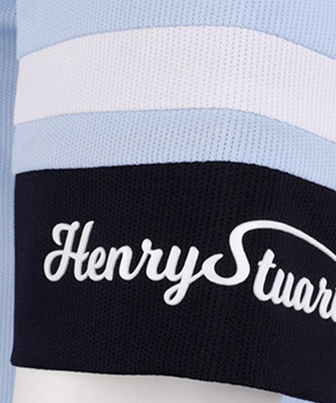 HENRY STUART Women's Band Point Collar T-Shirt - Sky Blue