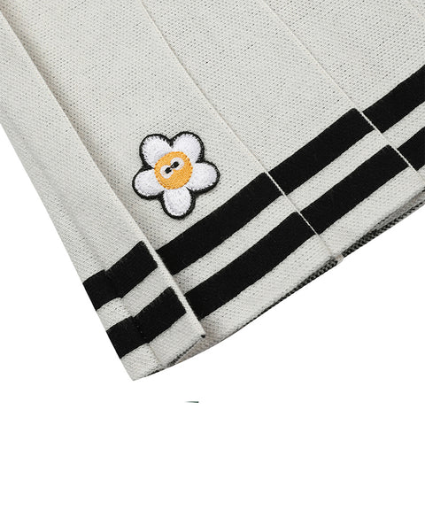 MACKY Golf: Knit Line Pleats Skirt - Ivory