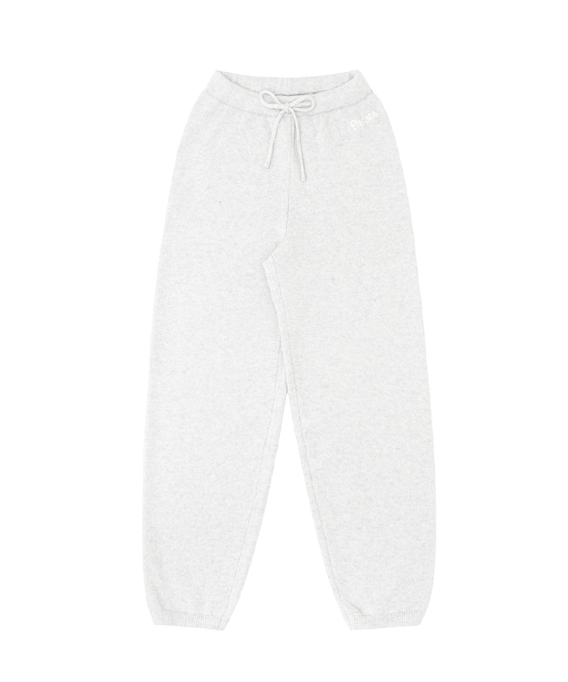 PIV'VEE Cashmere Knit Jogger Pants - Snow Gray
