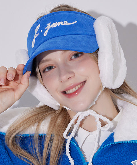 J.Jane 2way Fur Ear Flap Suncap - Blue