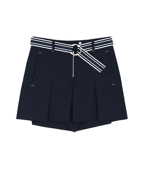 AVEN Seersucker Belted Half Pants - Navy
