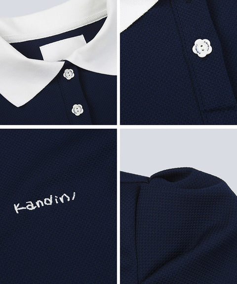 KANDINI Polo Shirts With Puff Sleeve / Short - Navy