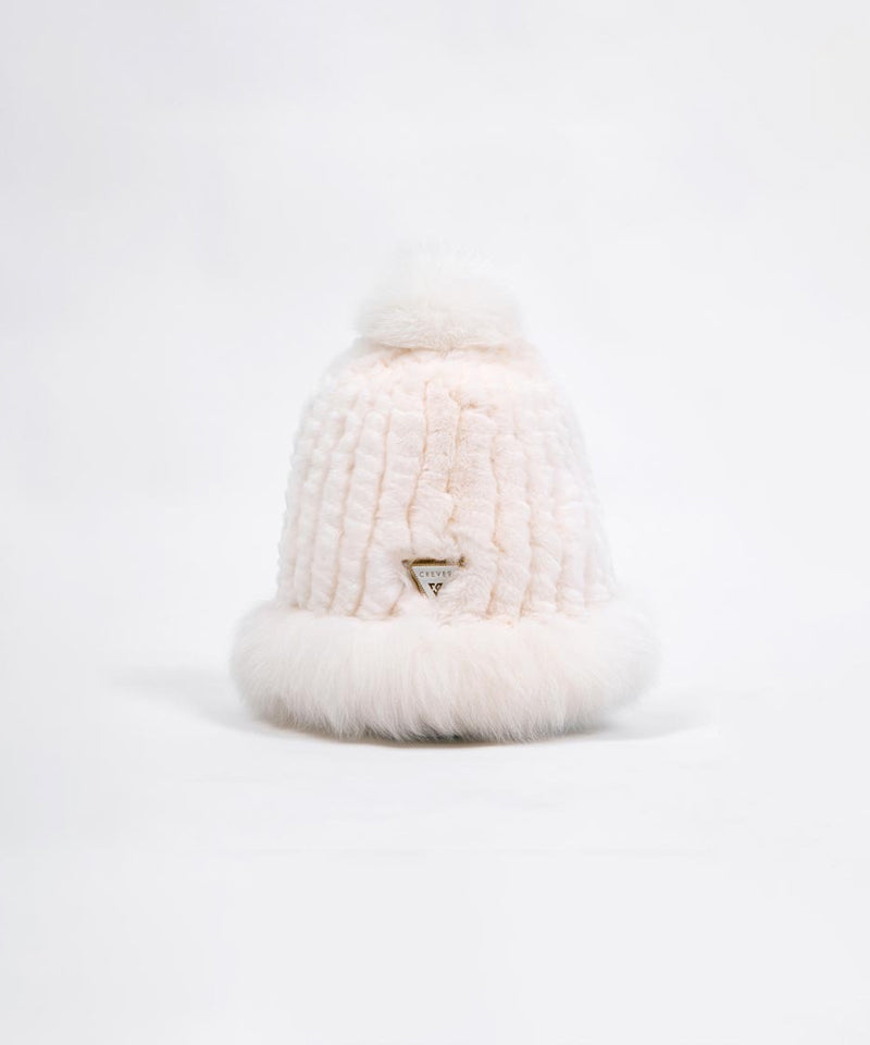 CREVE NINE: Babble Fur Beanie - Ivory