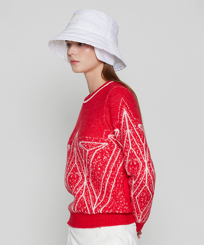 Women's WI Fuzzy Logo Point Sweater - Red