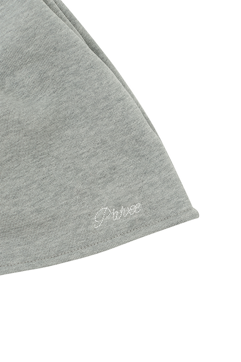 PIV'VEE Drawstring Ruffle Mini Skirt - Heather Grey