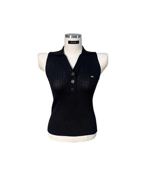 Q.C PLAY: Halter collar Button V Neck Summer Sleeveless - 2 Colors