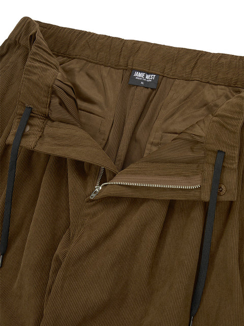 Jamie West Corduroy Three Tuck Wide Pants - Brown