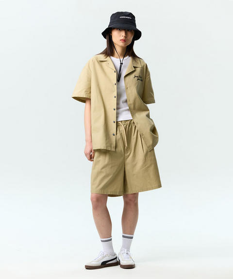 Jamie West JWGC Lettering Open Collar Set-up Shirts - Beige