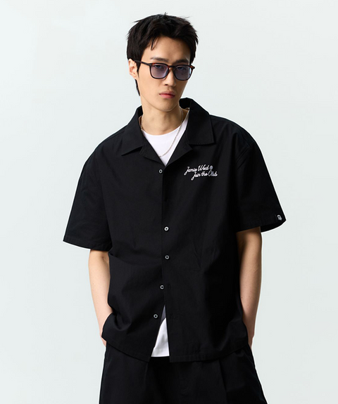 Jamie West JWGC Lettering Open Collar Set-up Shirts - Black