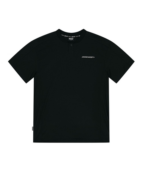Jamie West Logo Performance Henley Collar T-Shirts - Black