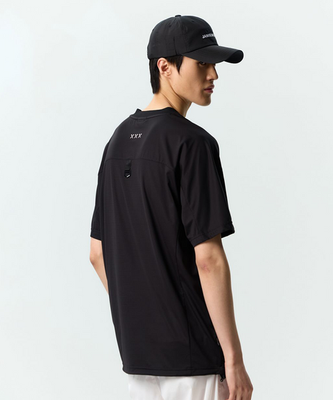 Jamie West Logo Performance Henley Collar T-Shirts - Black
