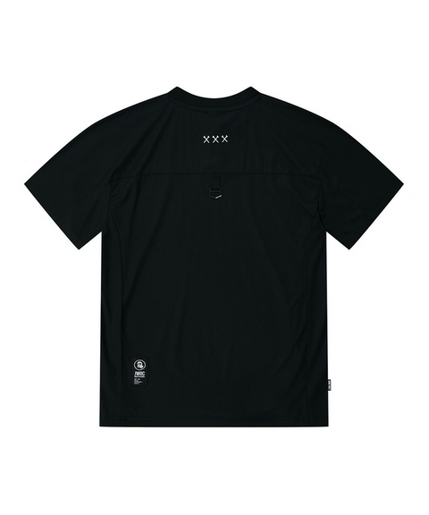 Jamie West Logo Performance Henley Collar T-Shirts - Black